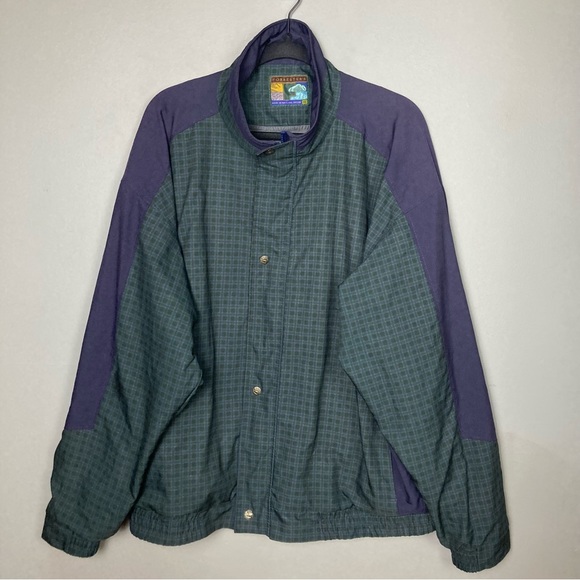 90s Vtg Forrester’s Windbreaker XL Gore-Tex glen plaid made in Oregon blue green - Picture 15 of 16